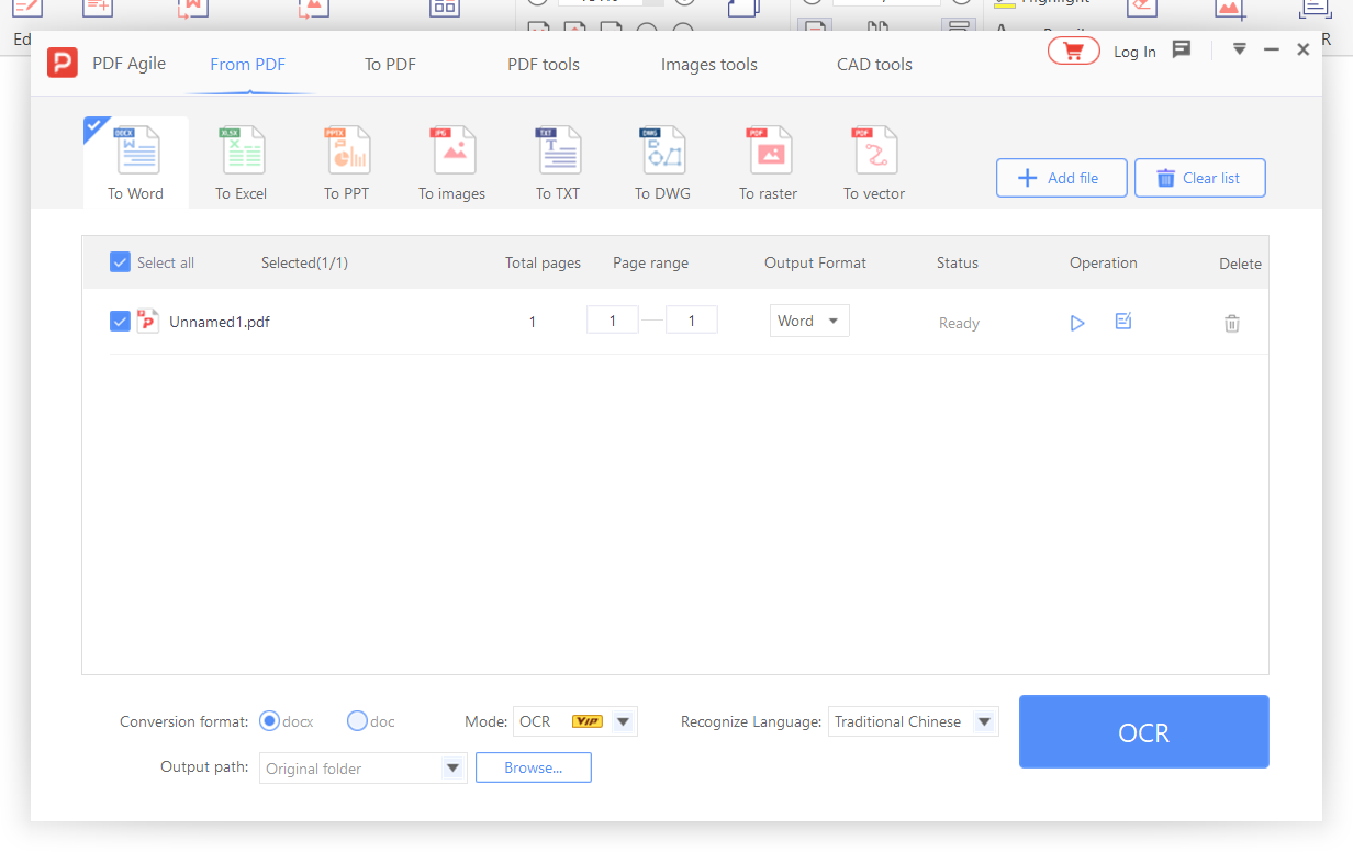 Choosing the conversion mode: Preserve Layout or Edit and Reuse