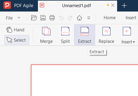 Opening the page thumbnail panel to select pages for extraction
