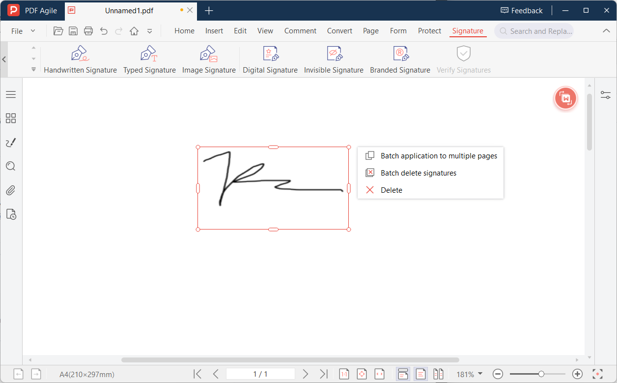 Configuring signature appearance with name, date, and reason